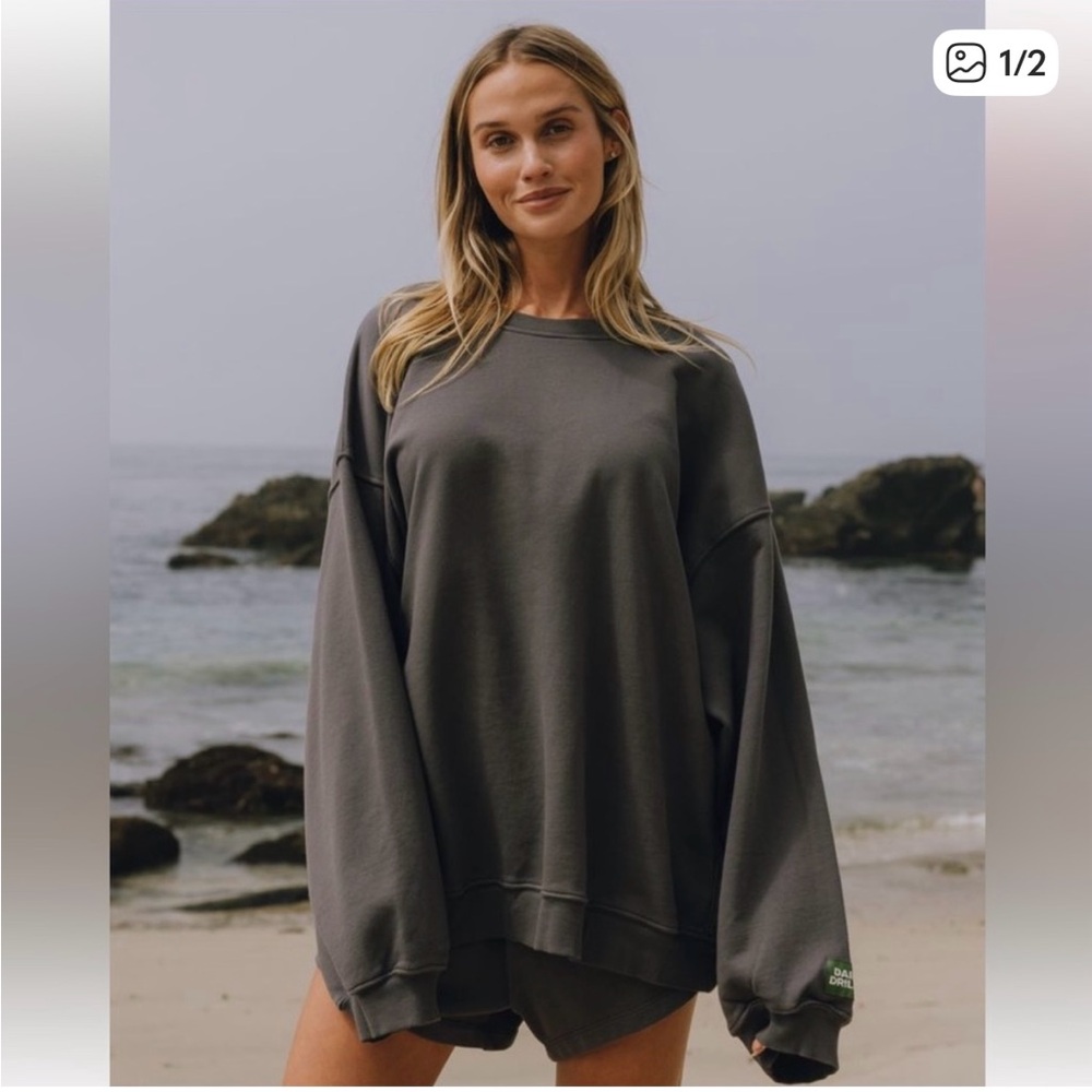 Daily Drills Oversized Gray Crewneck